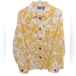 Additions by Chico Jacket Size 2 Yellow and White Floral Pockets Spring …